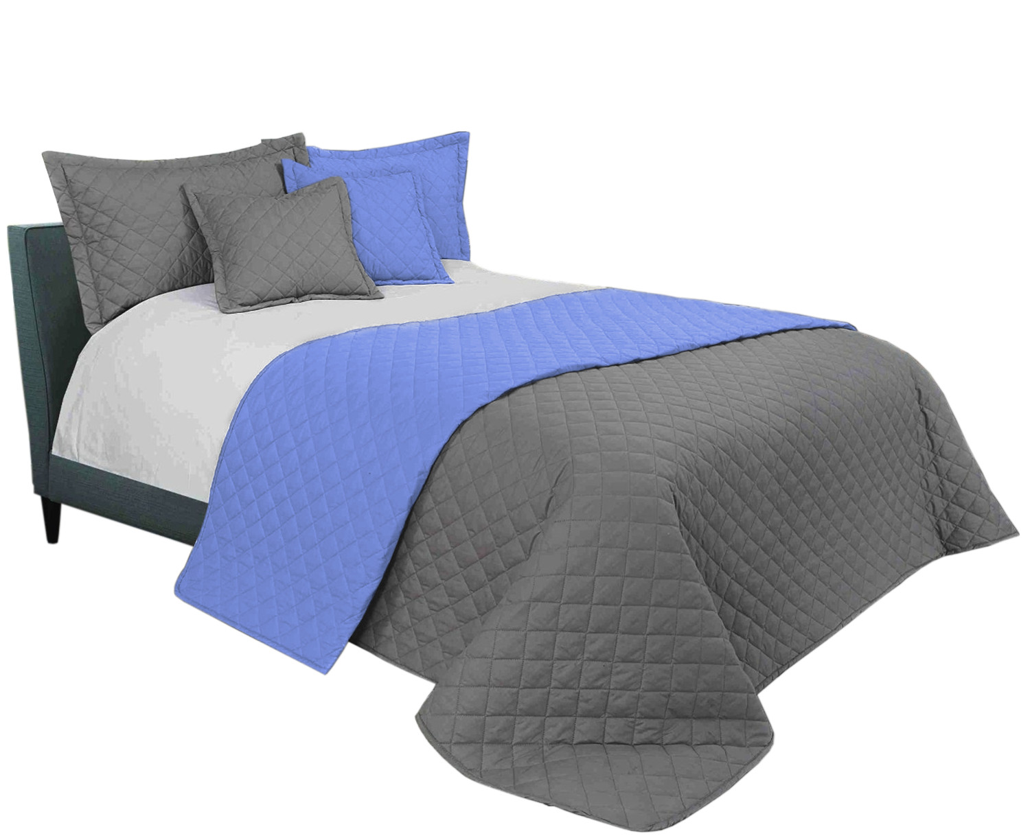 Oboustranný přehoz INEZ m.grey & blue