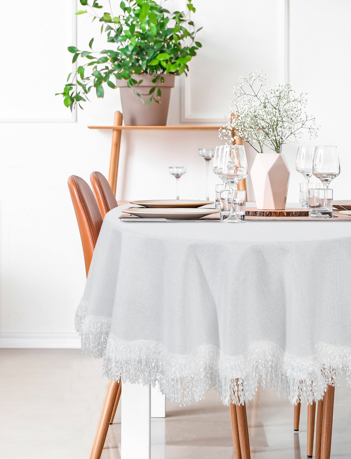 Ubrus JASPER bílý kruh