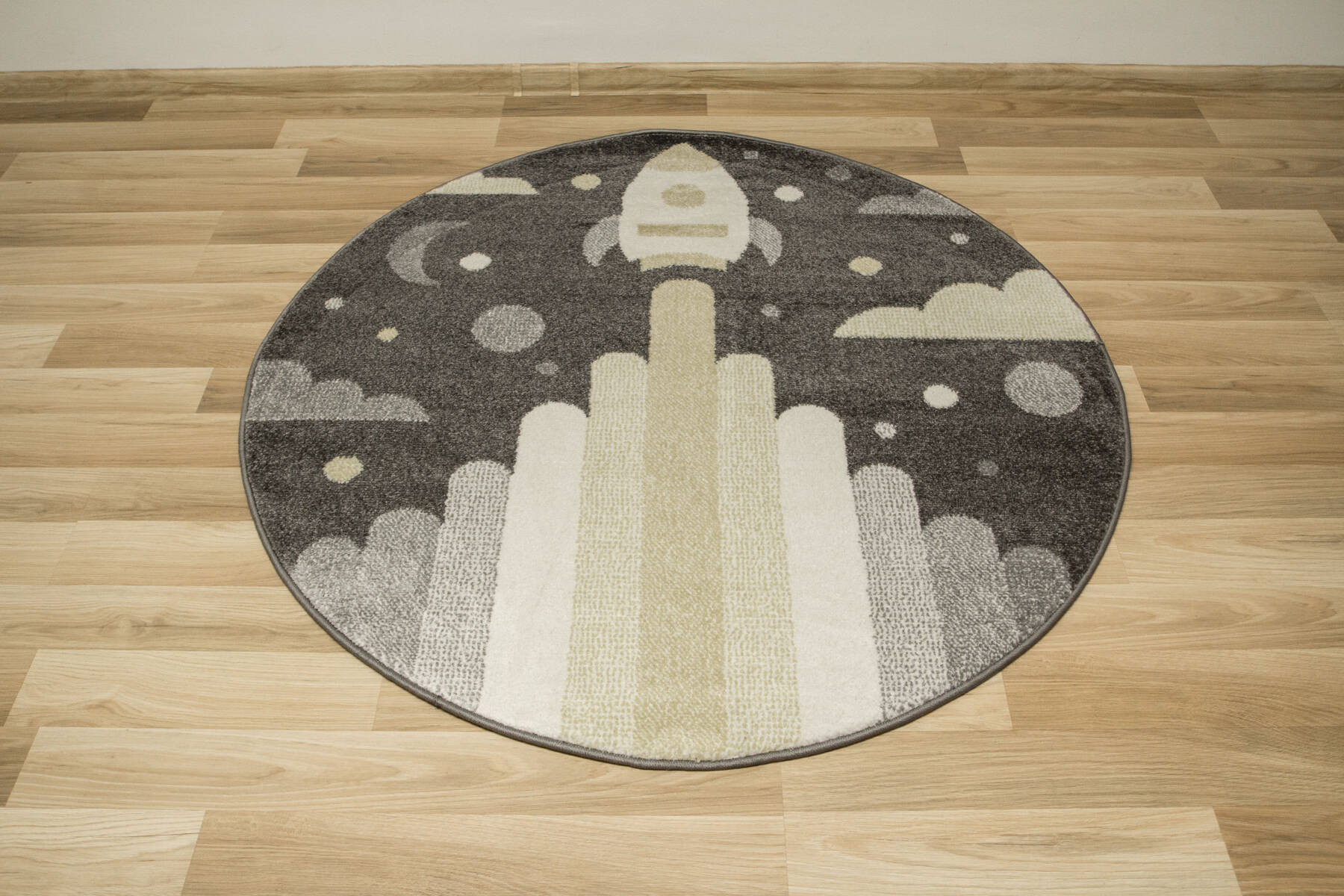 Koberec Lima G756A raketa, šedý / žlutý kruh