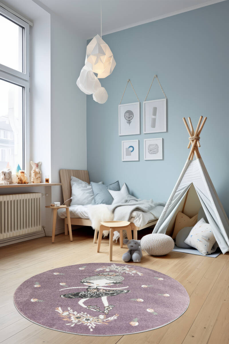 Koberec Lima G938A baletka, fialový / krémový kruh