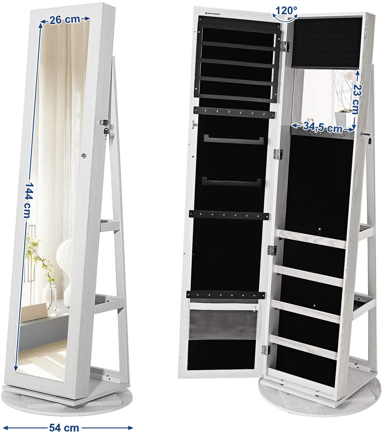 Otočná šperkovnice se zrcadlem JBC62W