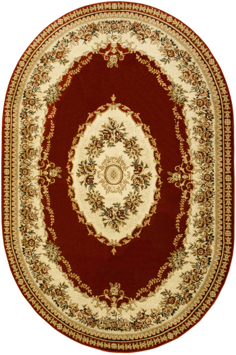 Koberec Super Rose 1898A ornament / květinový, červený / krémový ovál