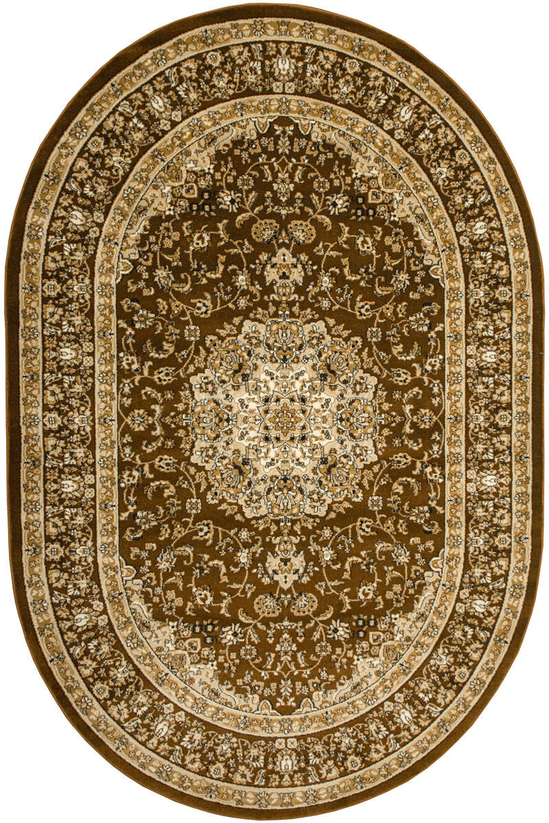 Koberec Super Rose 3619A Ornament, hnědý / béžový / krémový ovál