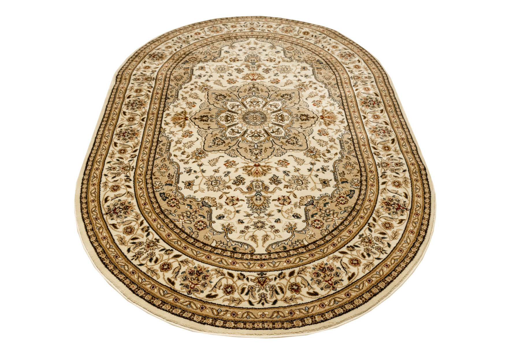 Koberec Super Rose 3792A Ornament květiny, krémový / béžový ovál