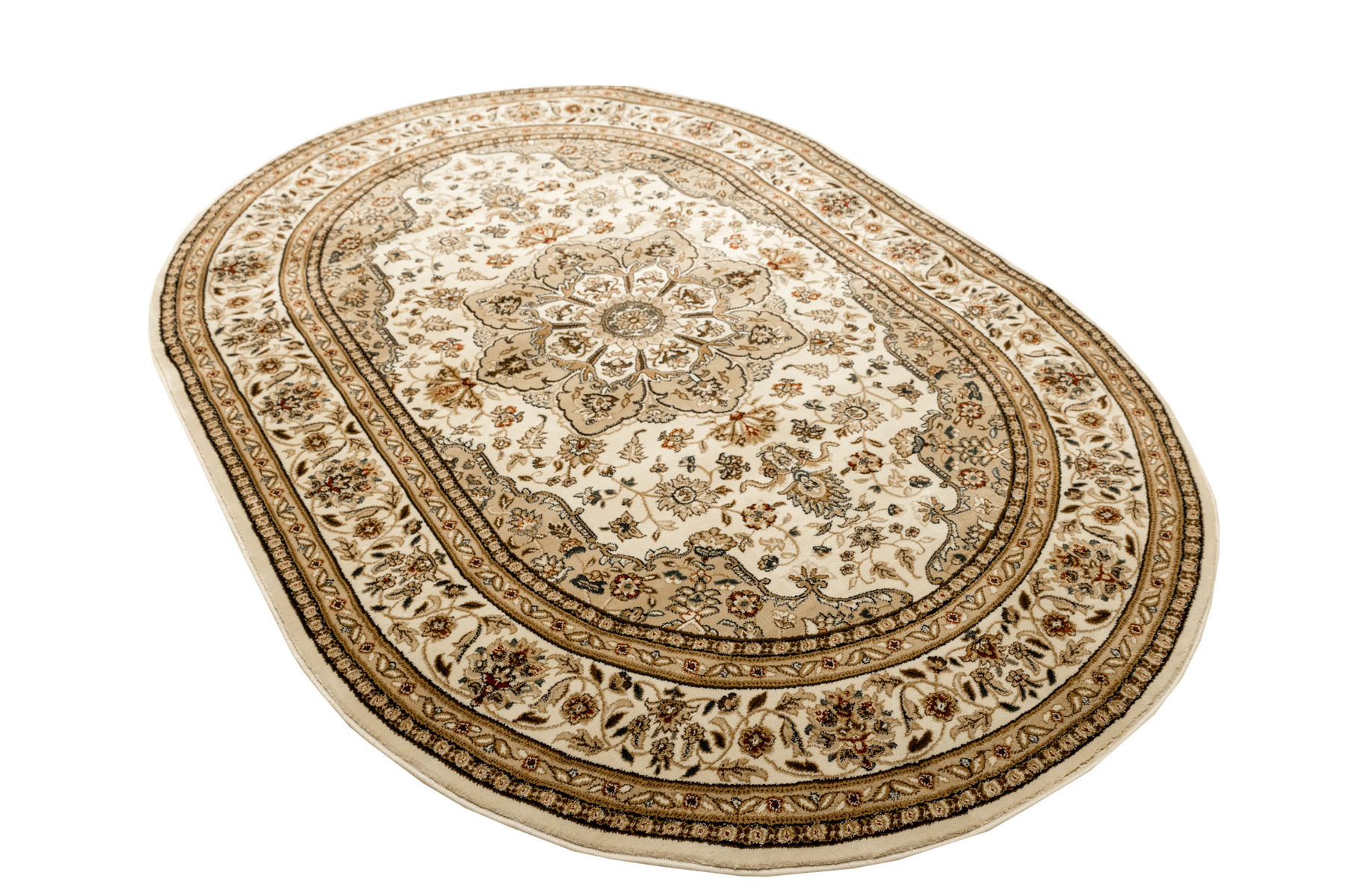 Koberec Super Rose 3792A Ornament květiny, krémový / béžový ovál
