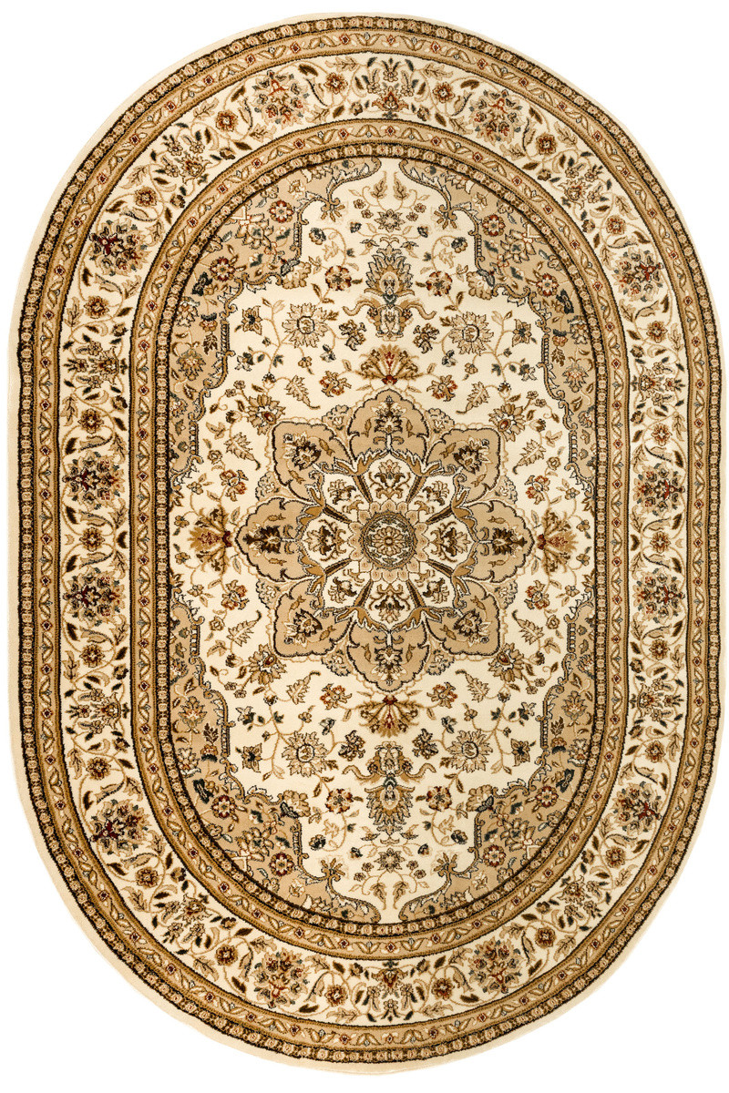 Koberec Super Rose 3792A Ornament květiny, krémový / béžový ovál