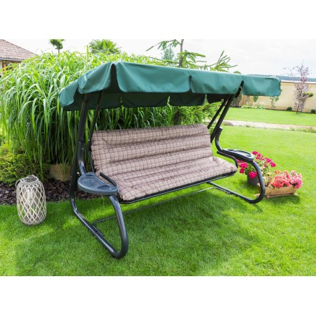 Polštář na houpačku ANIA 150 cm károvaný, béžový