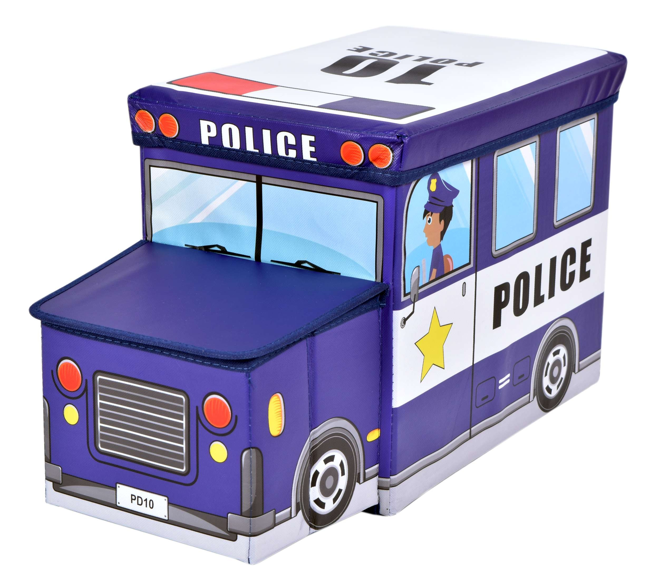 Taburetka ve tvaru policejního auta modrá