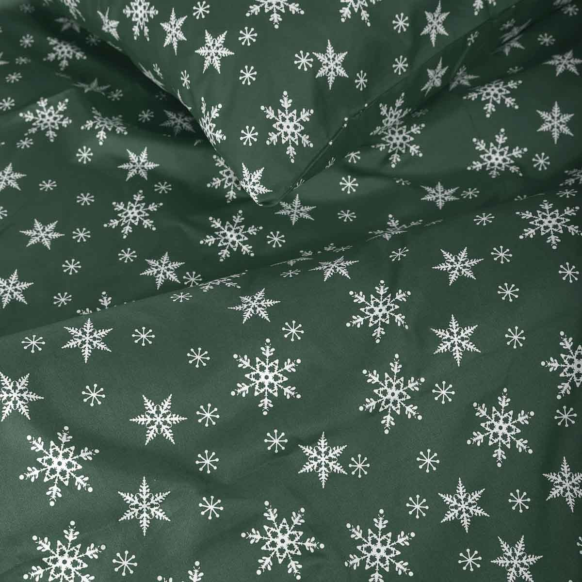 Ložní souprava SNOFLOCK zelená s vločkami XM22 986165