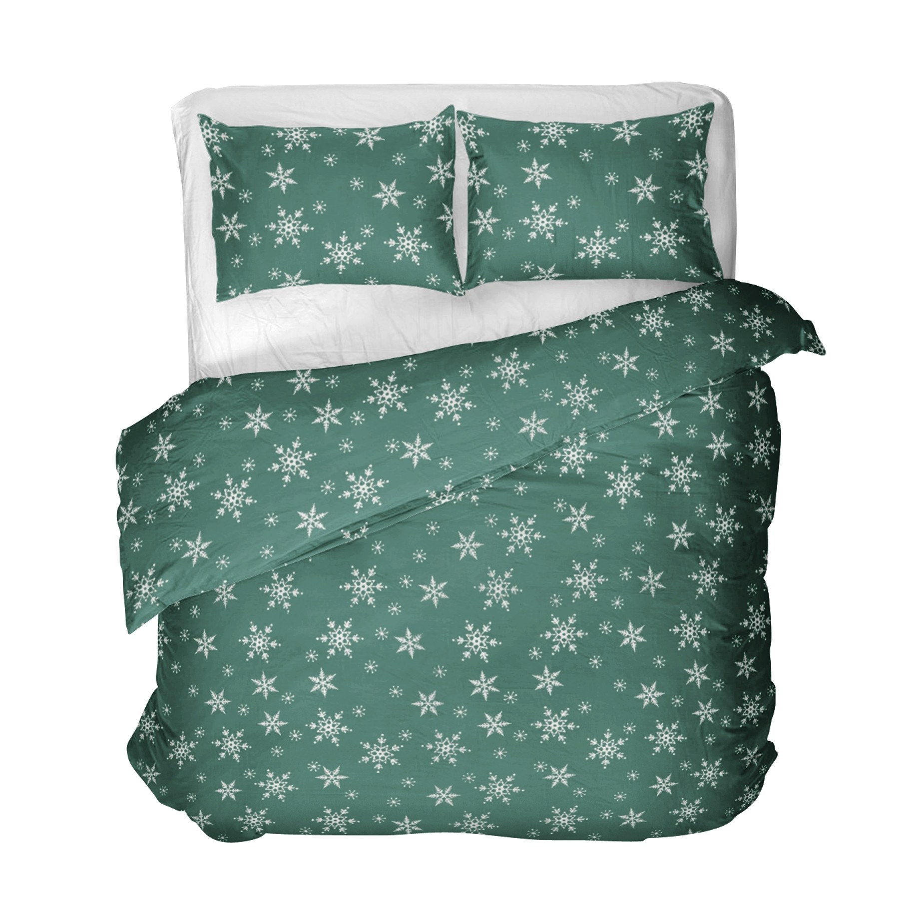 Ložní souprava SNOFLOCK zelená s vločkami XM22 986165
