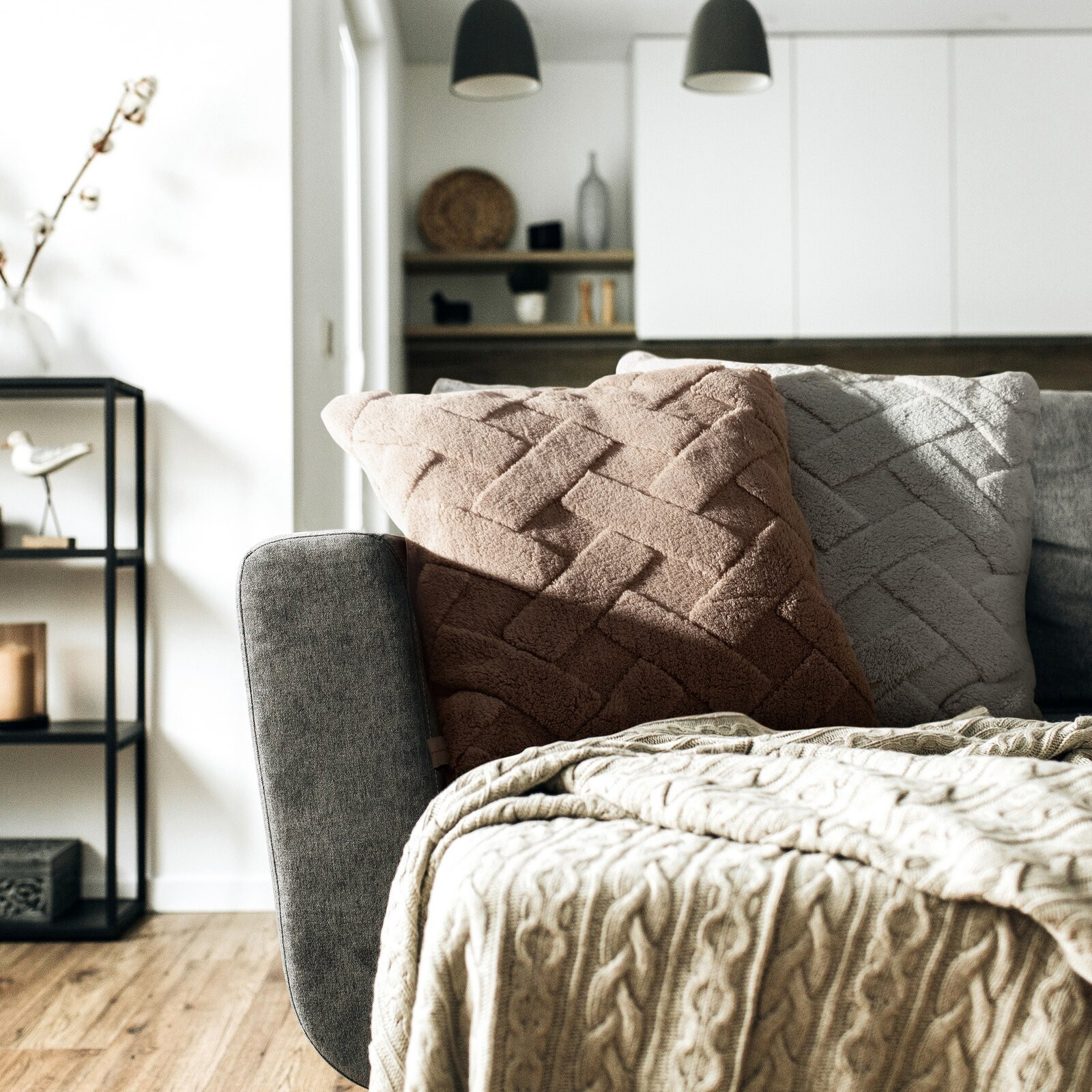 Povlak na polštář D91 CARO tmavě béžový