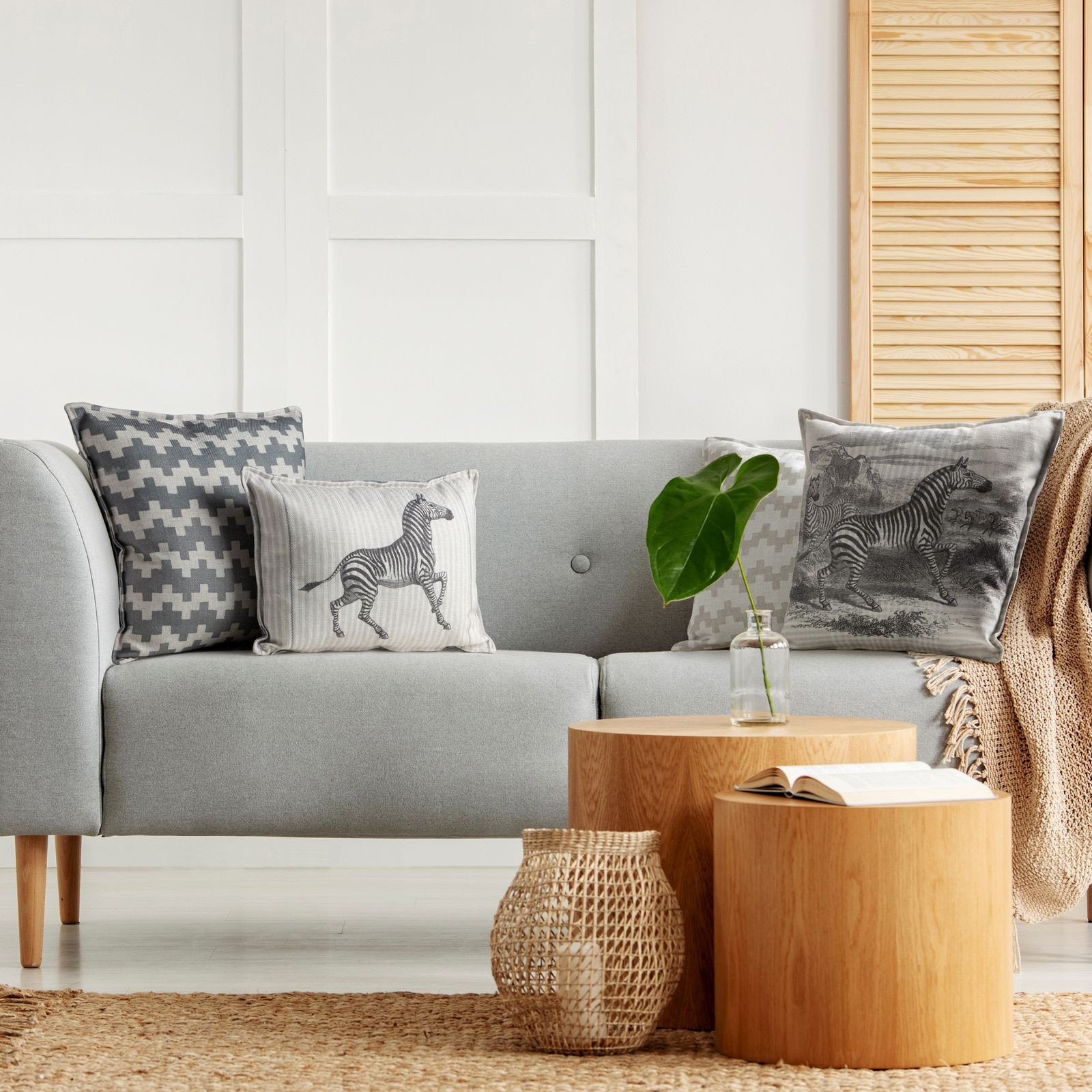 Povlak na polštář GEO ocelový / béžový