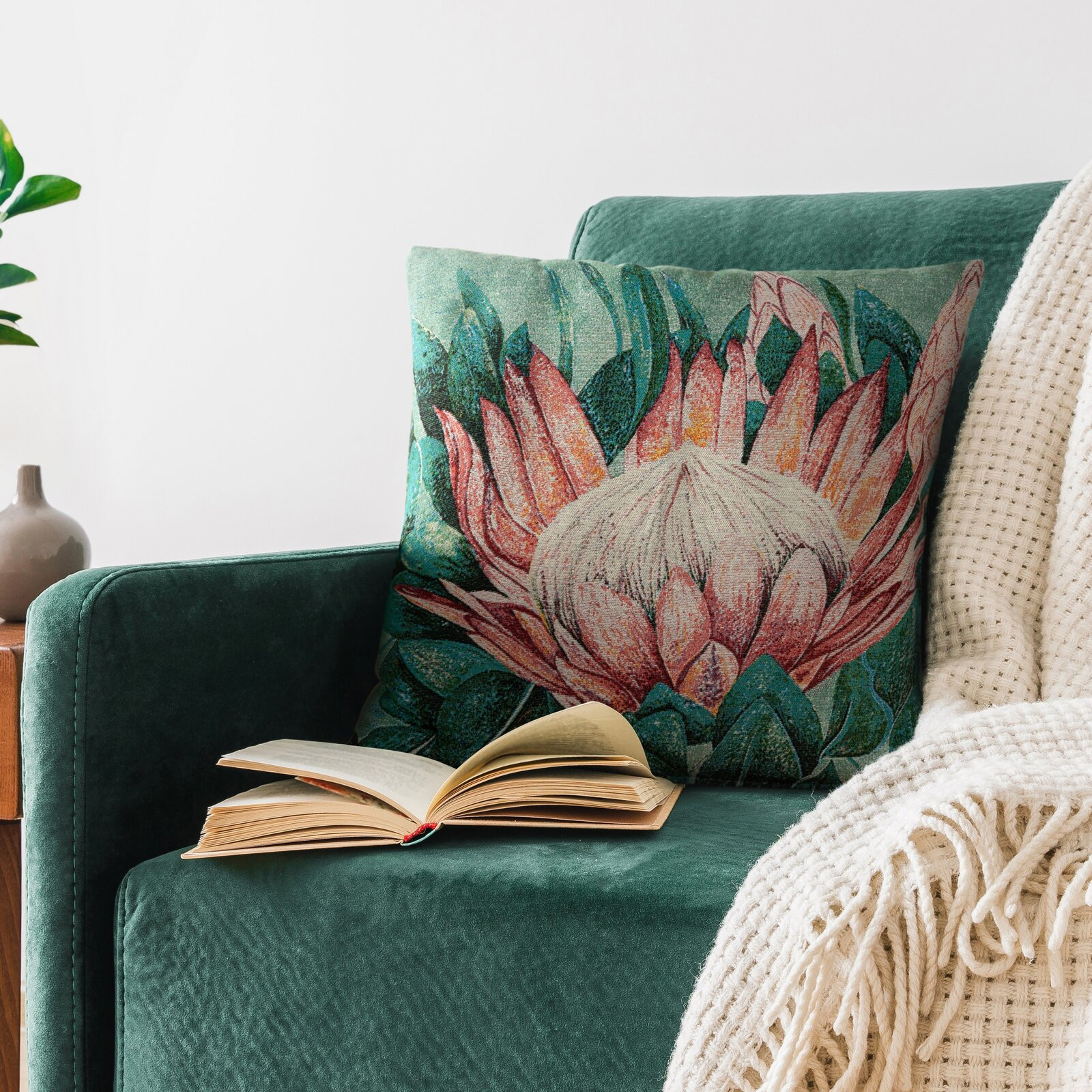 Povlak na polštář GOBELIN 09 tyrkysový / růžový