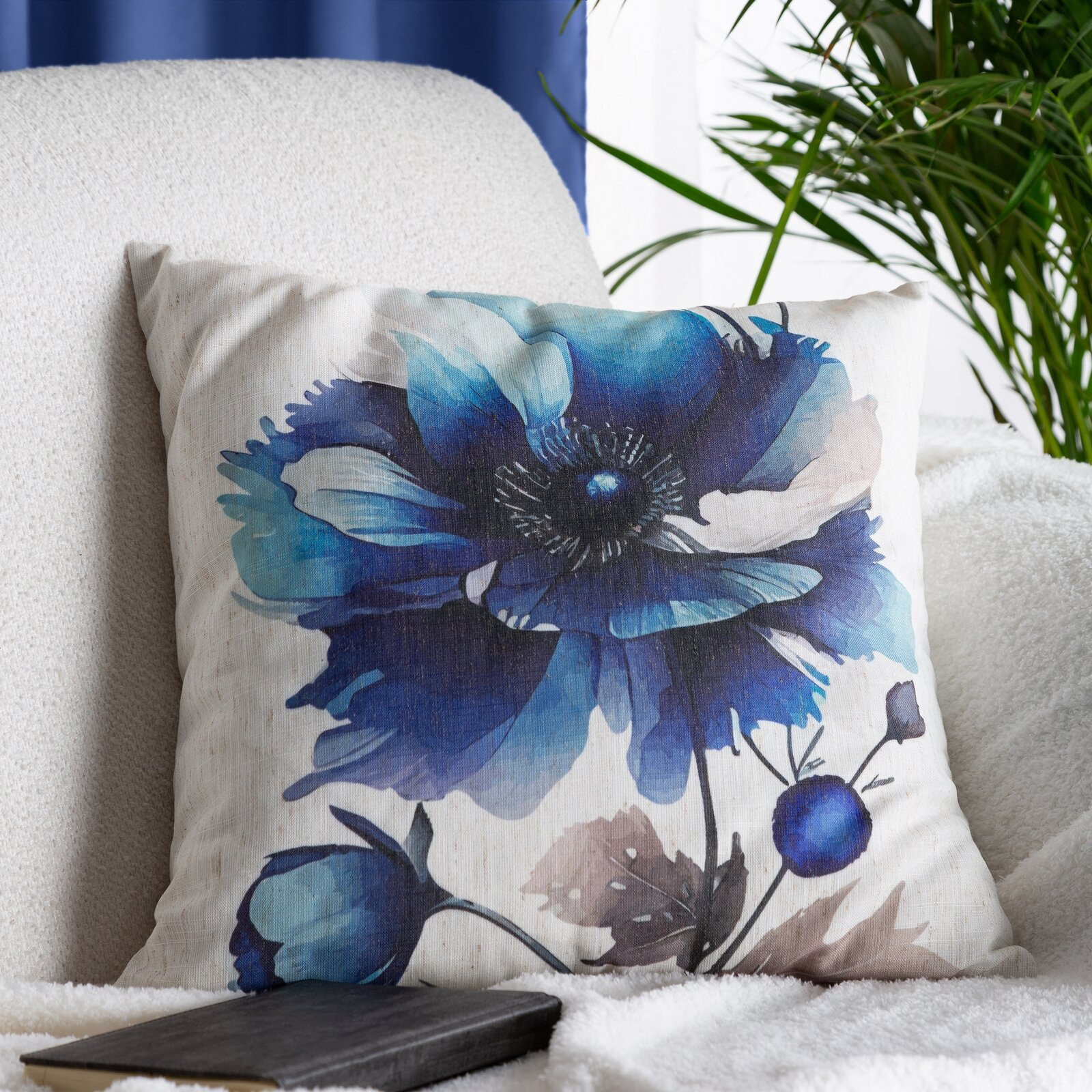 Povlak na polštář CHP 51 béžový / modrý