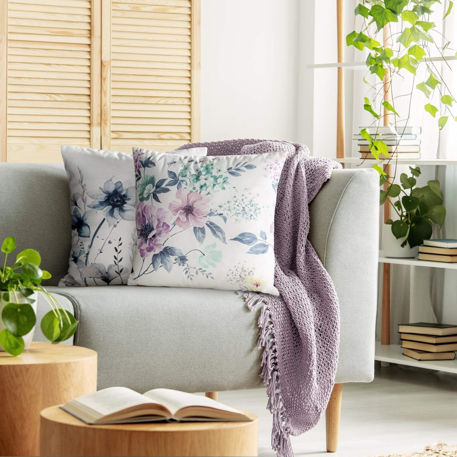 Povlak na polštář MINK 32 bílý / fialový