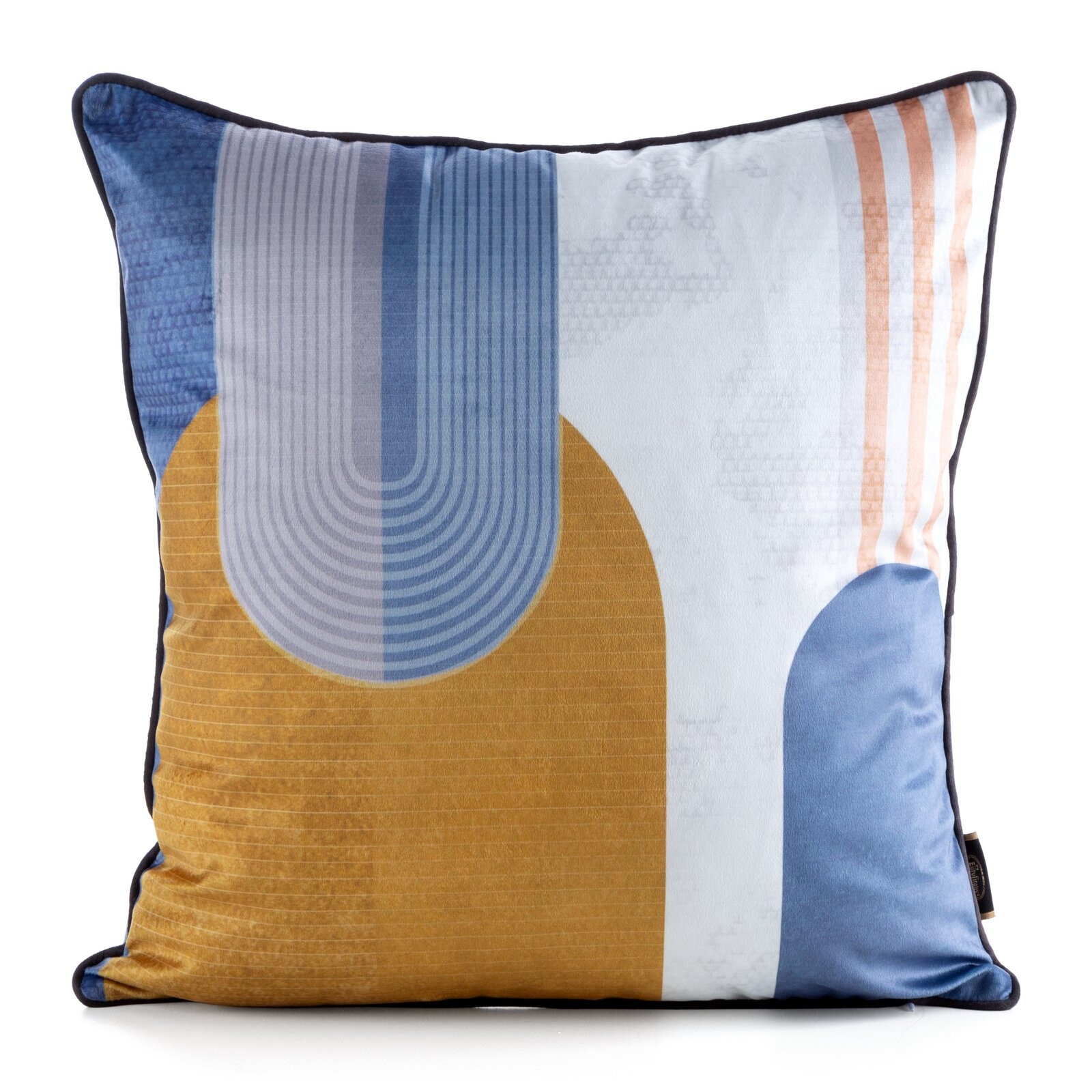 Povlak na polštář VELVET 164 modrý / hořčicový