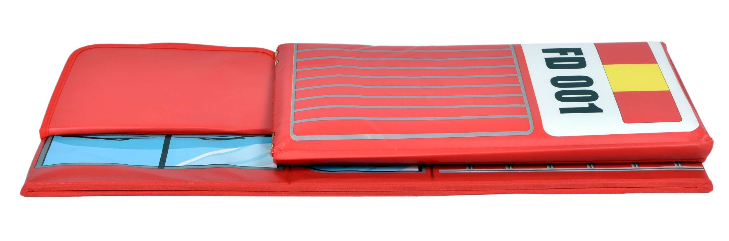 Taburetka ve tvaru hasičského auta červená