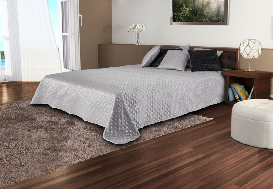 Saténový přehoz Palermo stříbrný / šedý