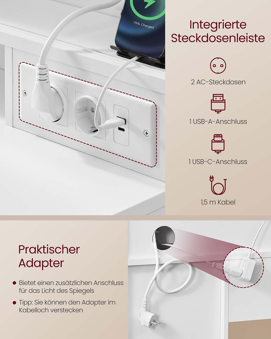 Toaletní stolek s LED zrcadlem RDT137W01
