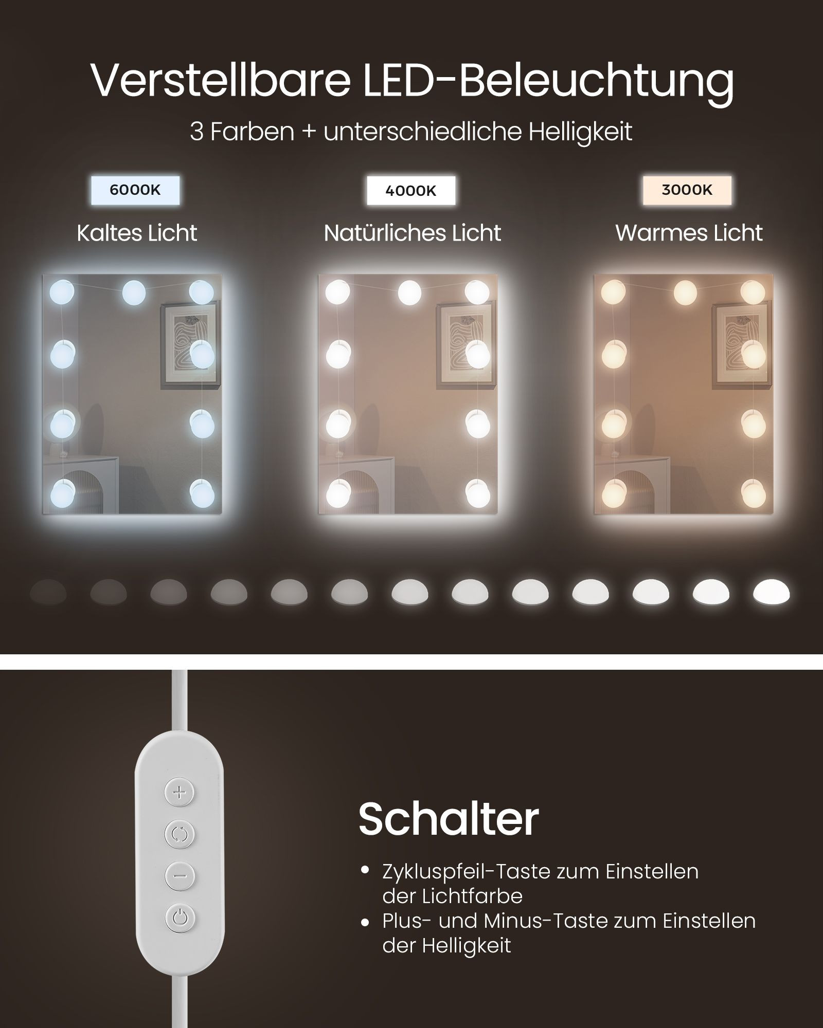 Toaletní stolek s LED osvětlením RDT126W01