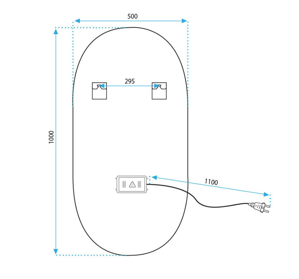 Oválné LED zrcadlo 50x100CM zlaté