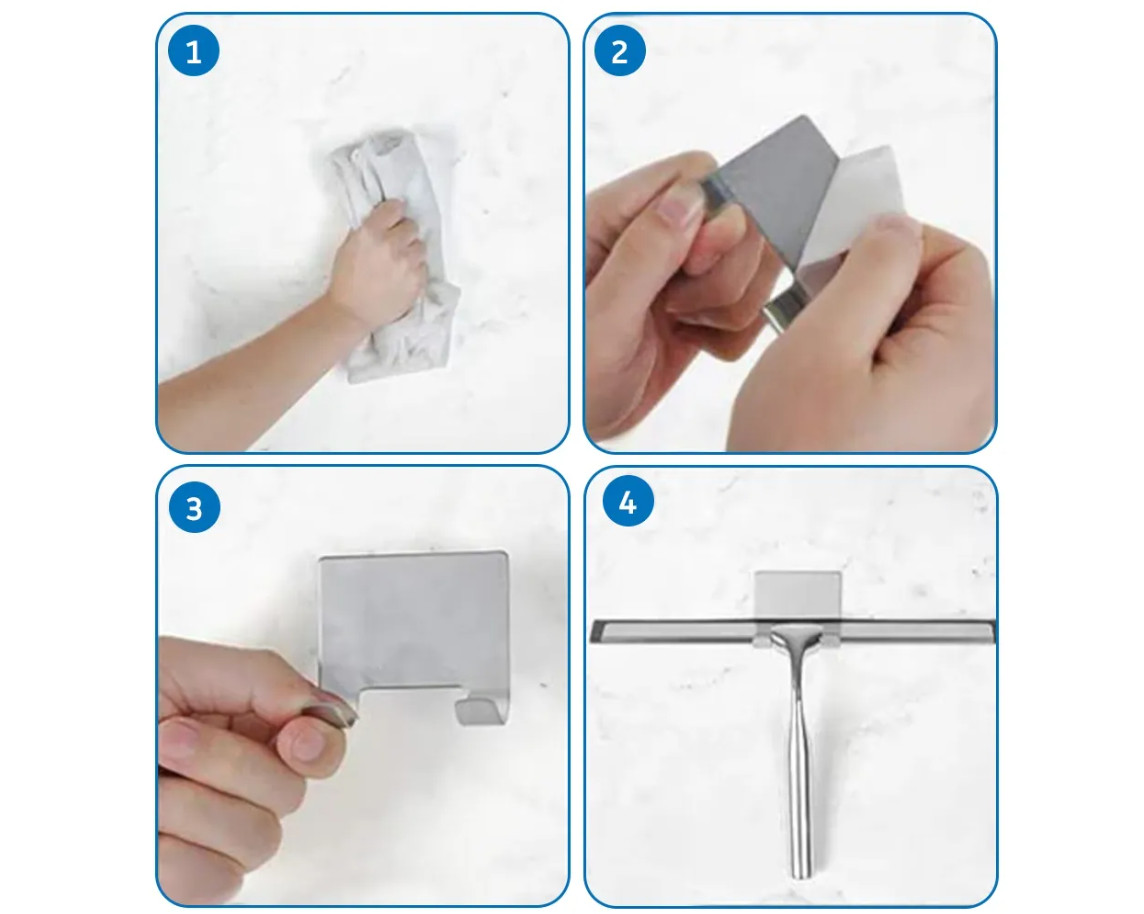 Stěrka do koupelny s háčkem, zlatá