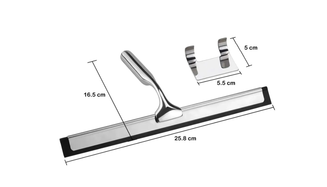 Stěrka do koupelny s háčkem, zlatá