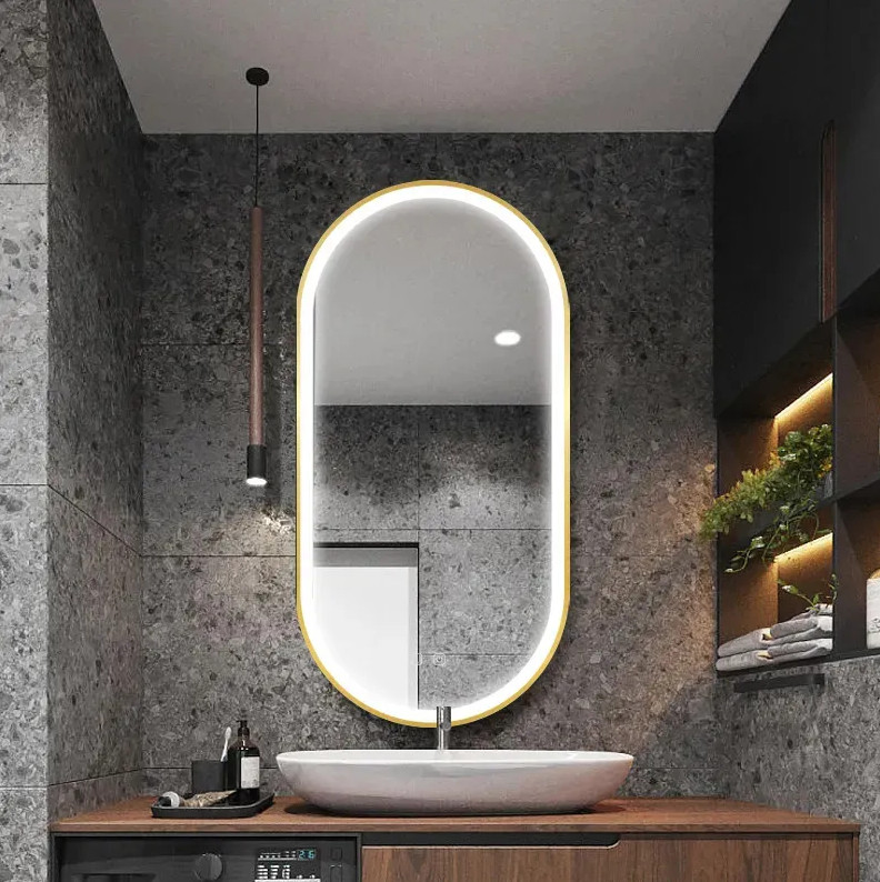 Oválné LED zrcadlo 50x100CM zlaté