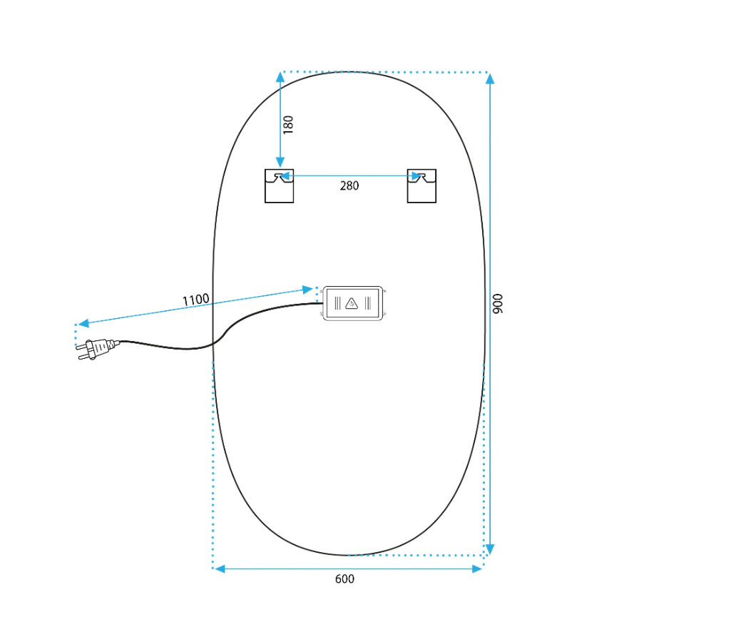 Oválné LED zrcadlo 60x90CM