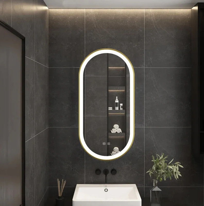 Oválné LED zrcadlo 50x100CM zlaté