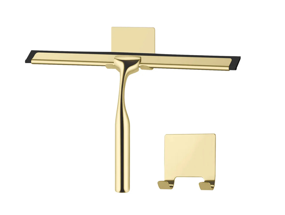 Stěrka do koupelny s háčkem, zlatá