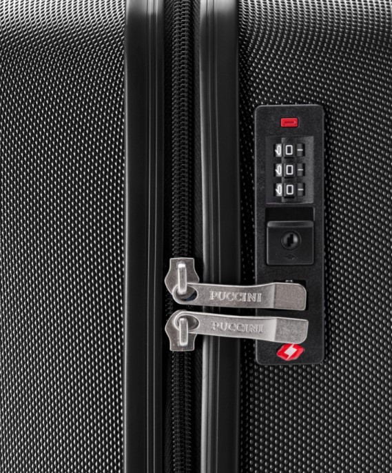 Velký černý kufr Bali s drážkami