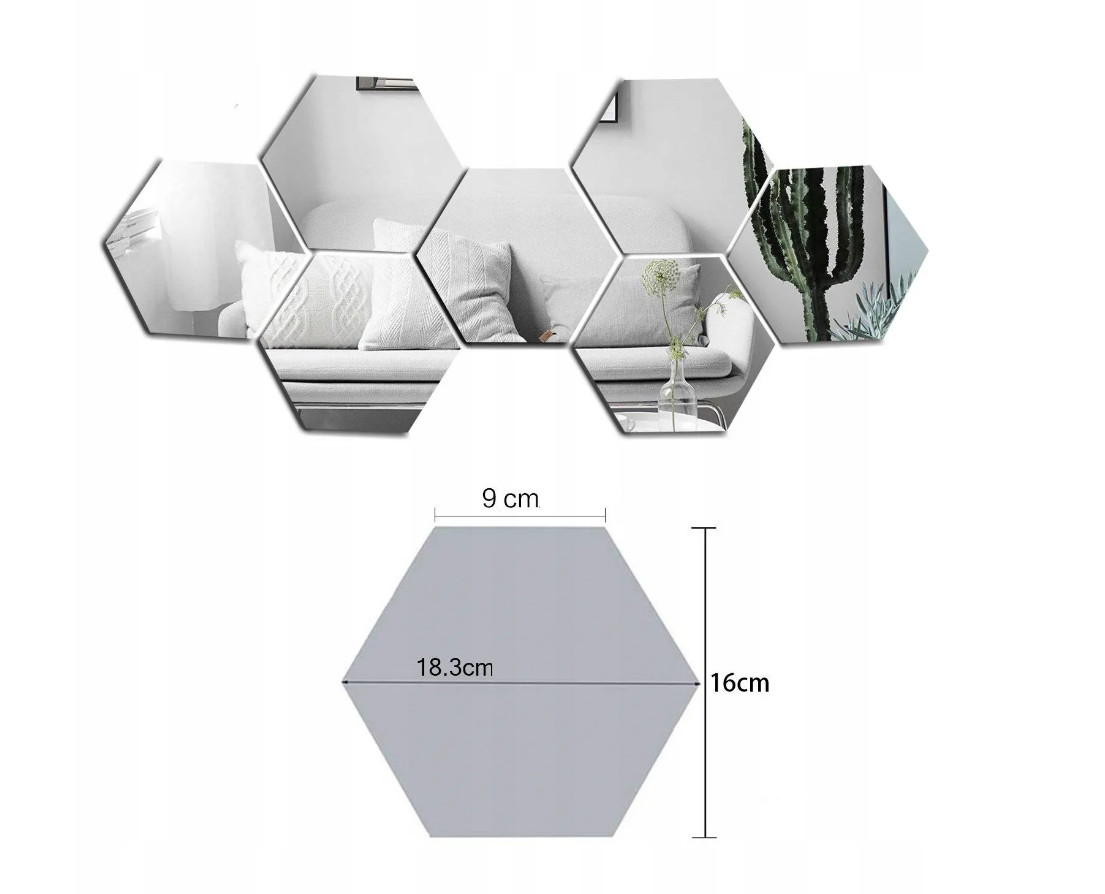 Zrcadlo Hexagon 8 ks, 380515