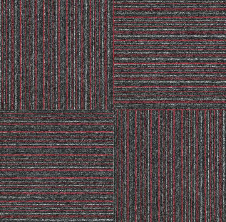 Kobercové čtverce Sonar Lines 4520 červené / černé 50x50 cm