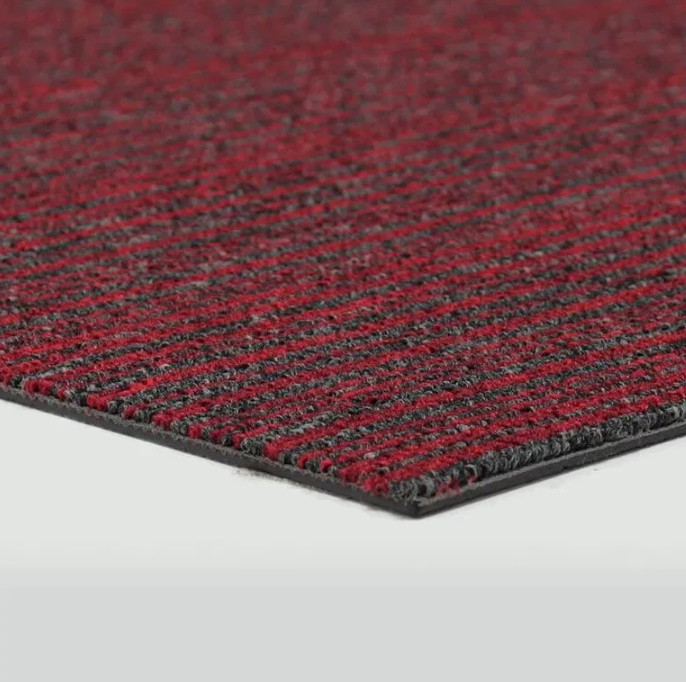 Kobercové čtverce Tampa Stripe 1420 šedé / červené 50x50 cm