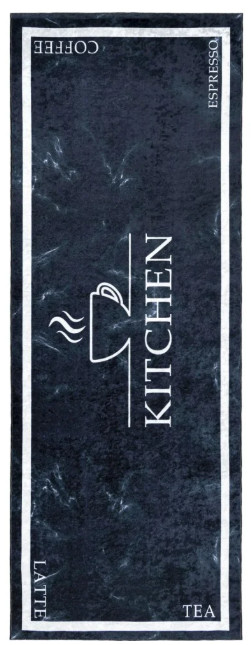 Protiskluzový koberec / běhoun 46740 KITCHEN černý / bílý