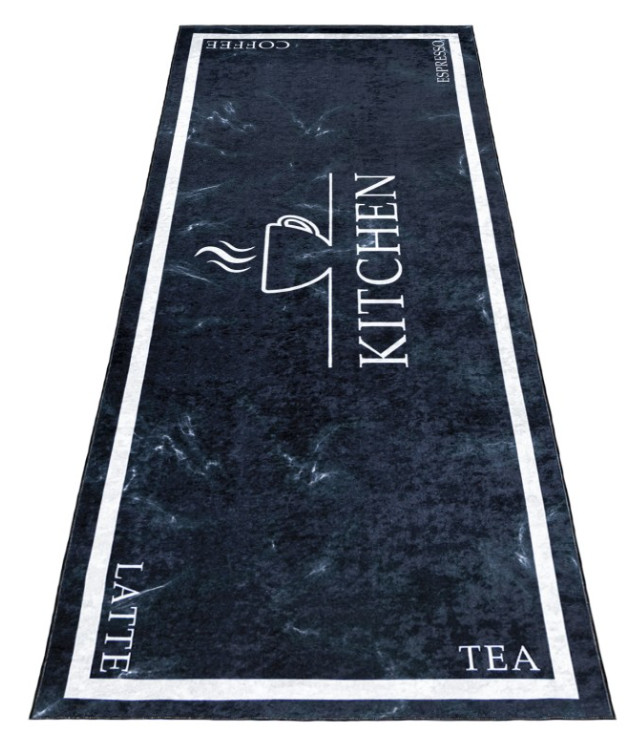 Protiskluzový koberec / běhoun 46740 KITCHEN černý / bílý