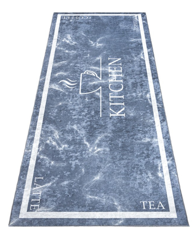 Protiskluzový koberec / běhoun 46741 KITCHEN šedý / bílý