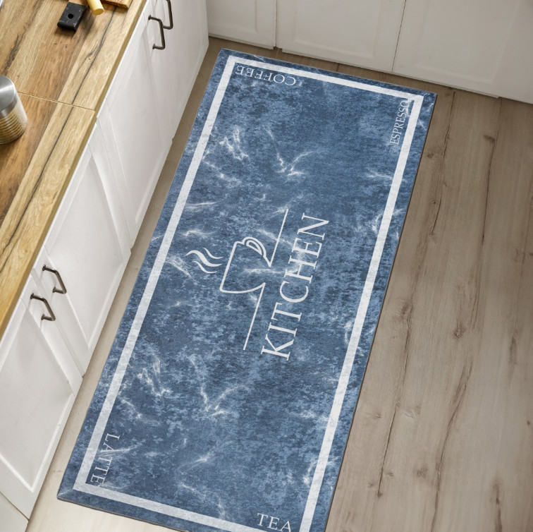 Protiskluzový koberec / běhoun 46741 KITCHEN šedý / bílý