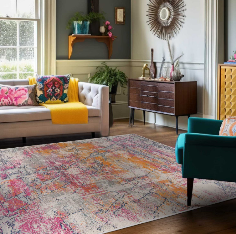 Koberec DENVER A024A FAA - tmavě šedý, oranžový