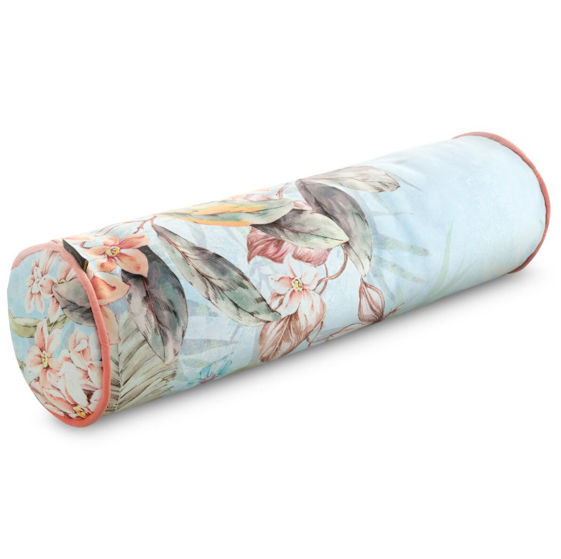 Povlak na polštář ARLETA válec světle modrá / béžová