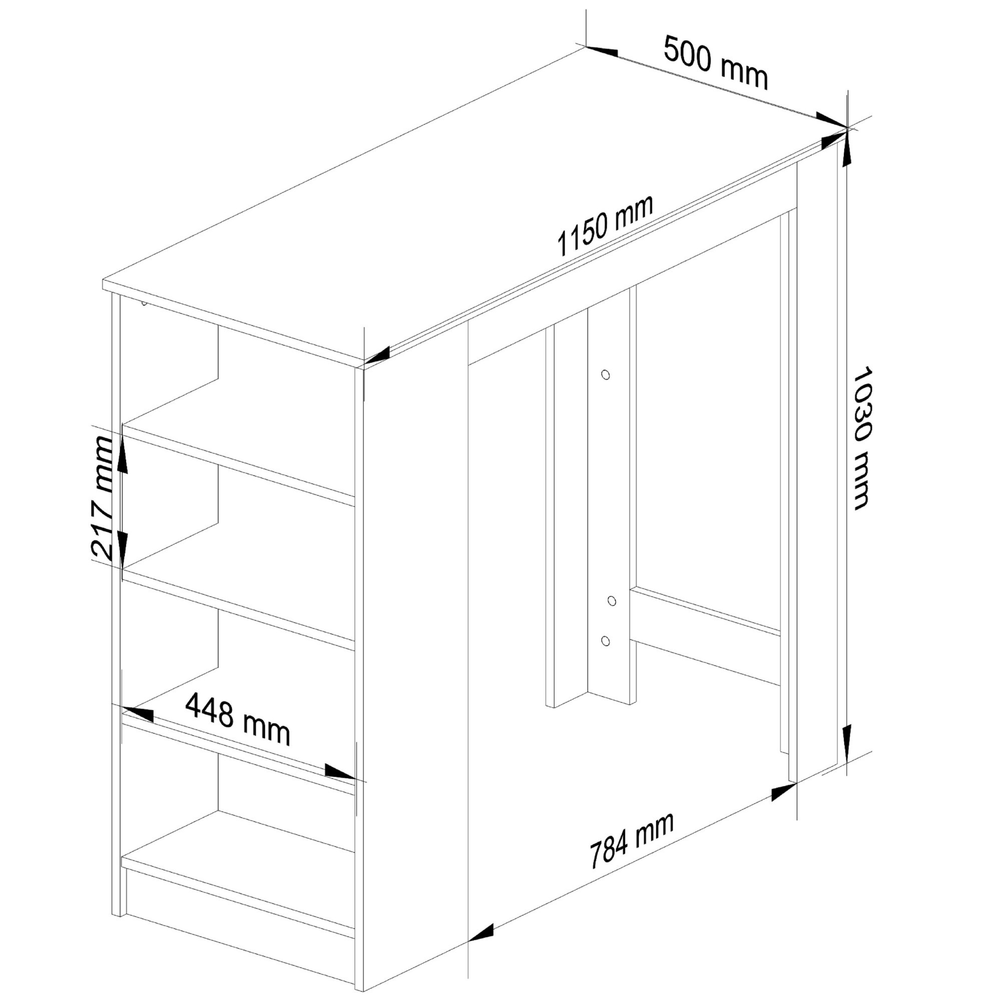 Barový stůl 115cm bílý/dub sonoma