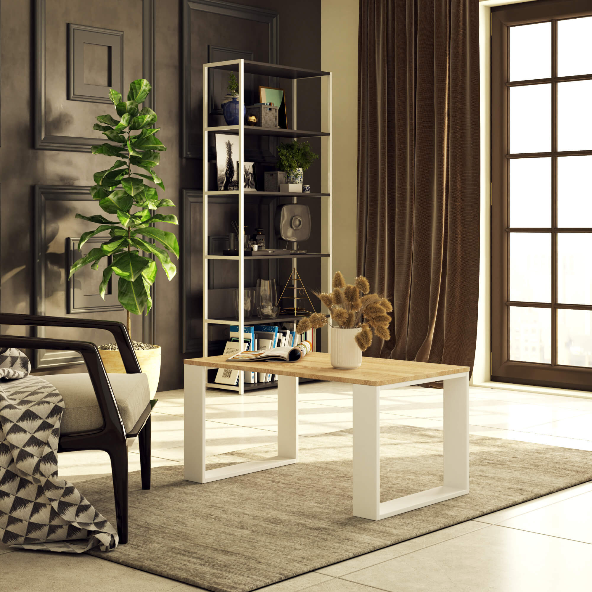 Konferenční stolek NOX dub sonoma / bílý