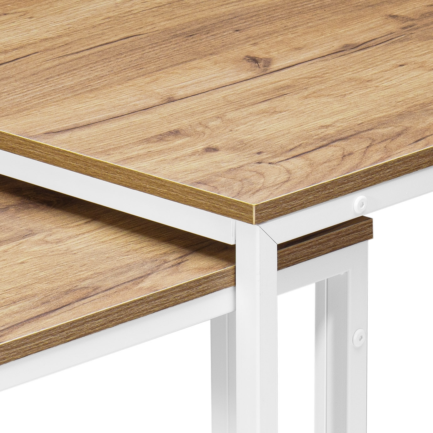 Sada 2 konferenčních stolků PRAVEN Craft bílá