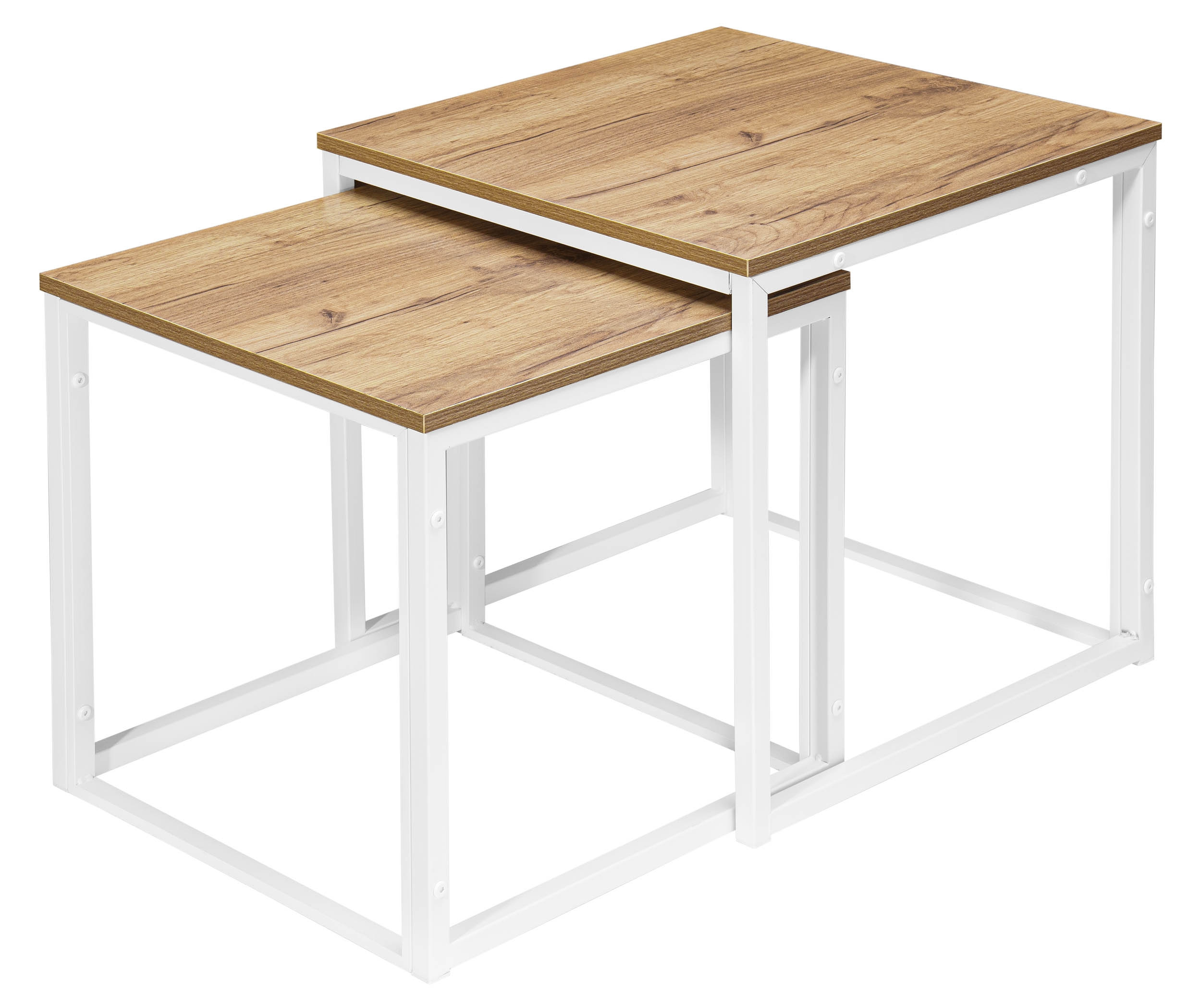 Sada 2 konferenčních stolků PRAVEN Craft bílá