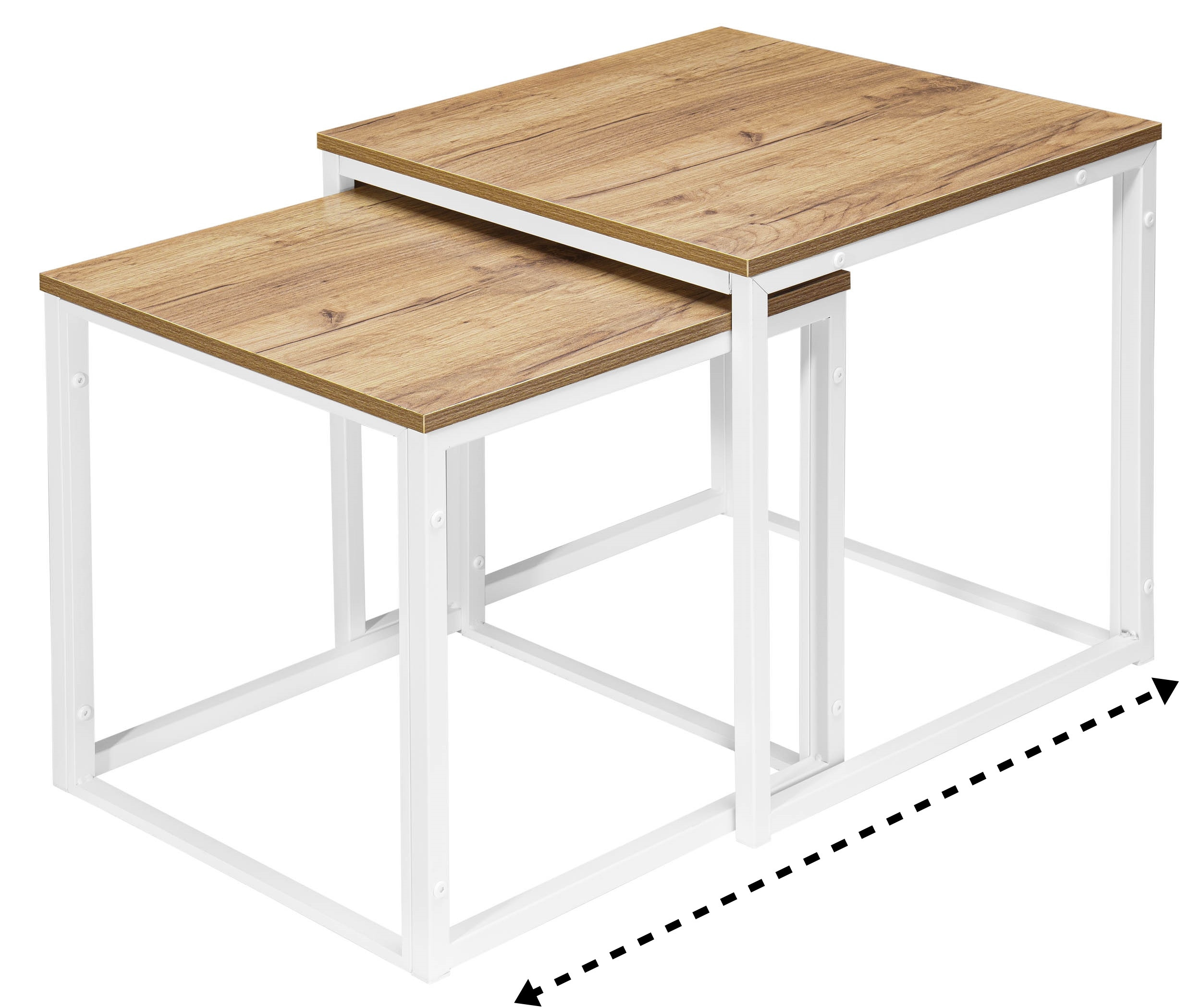 Sada 2 konferenčních stolků PRAVEN Craft bílá