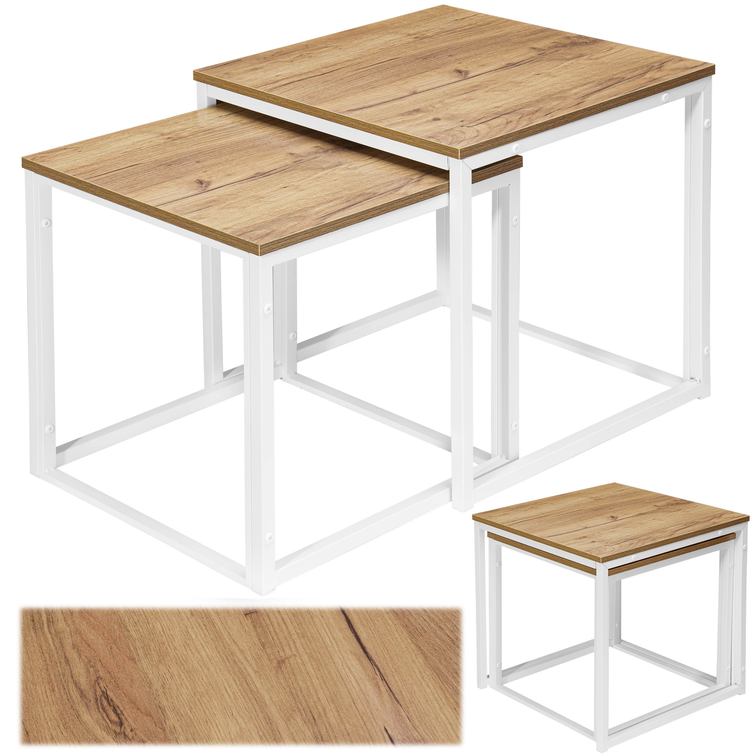 Sada 2 konferenčních stolků PRAVEN Craft bílá