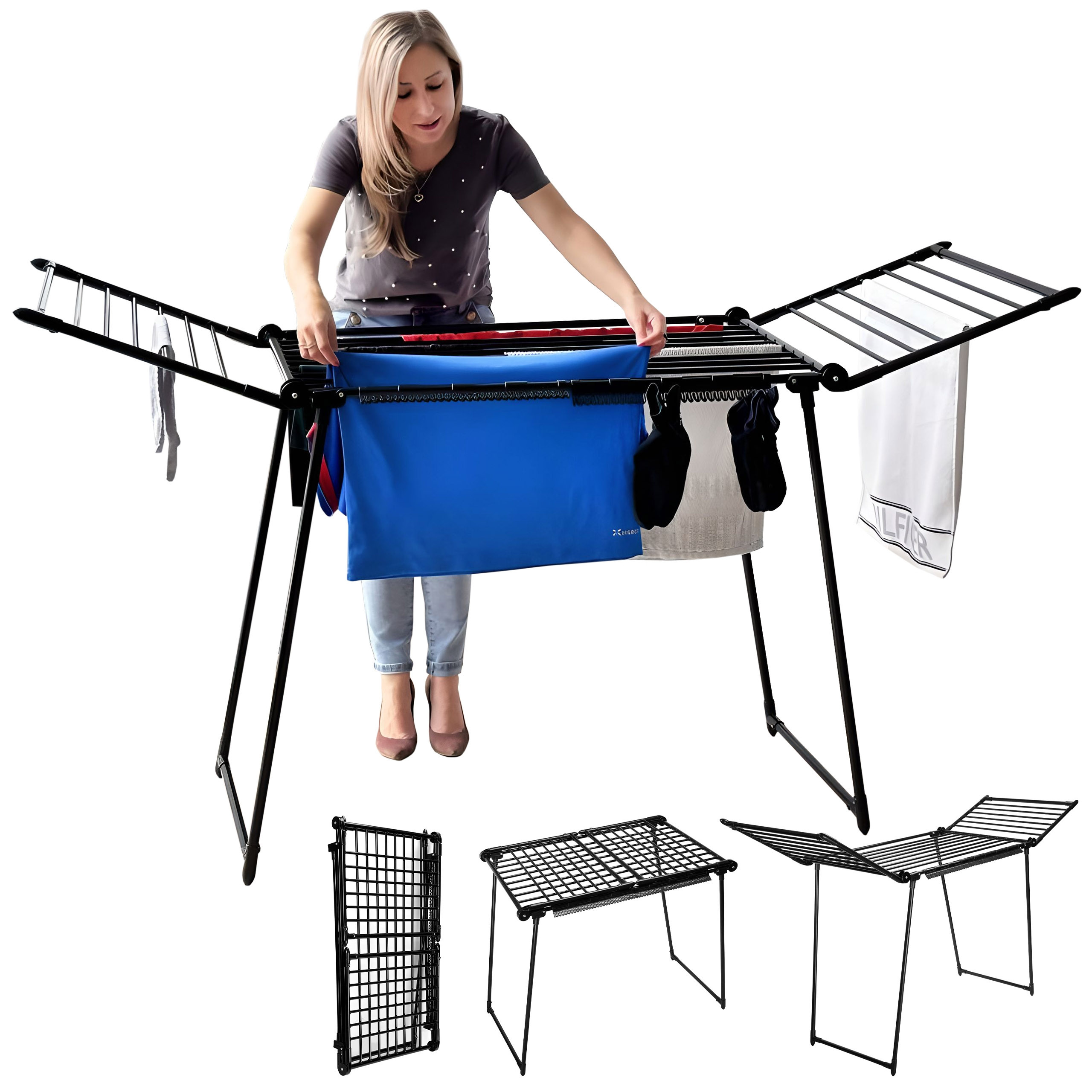 Stojací sušák na prádlo ADELINE černý