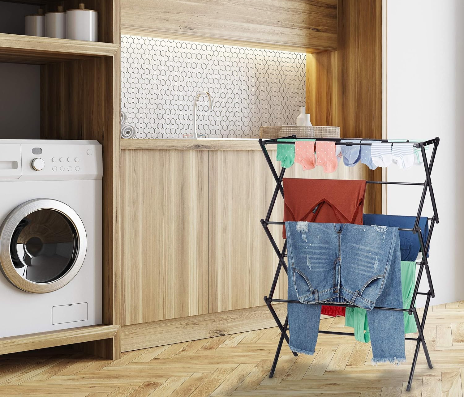 Stojací sušák na prádlo HESTIA černý