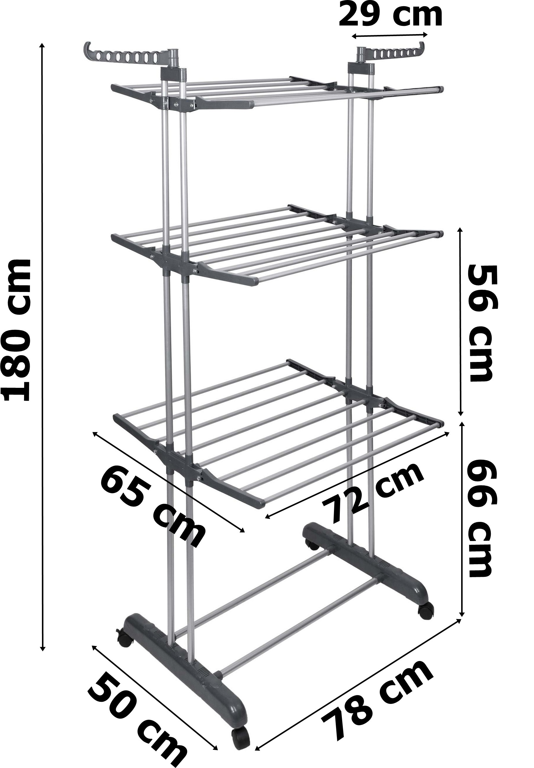 Stojící sušák na prádlo na kolečkách SONORA šedý